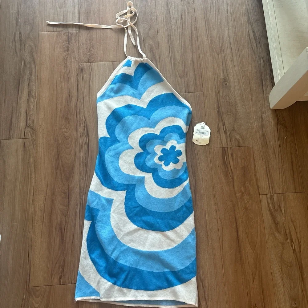 Altar'd State Blue and White Halter Dress - Picture 1 of 3